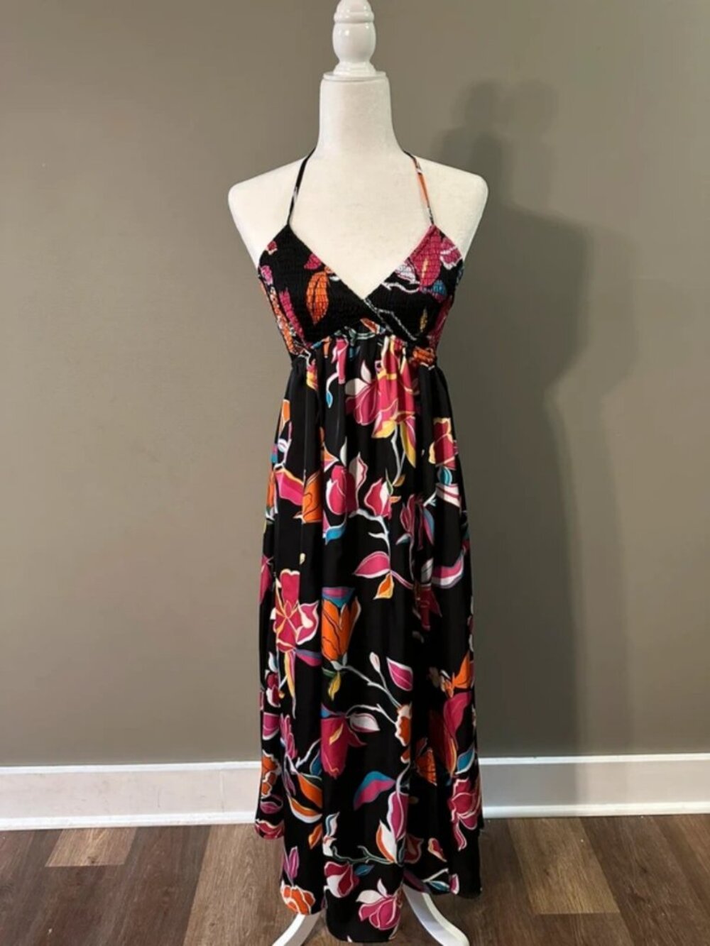 Black floral halter dress from The General Good size small